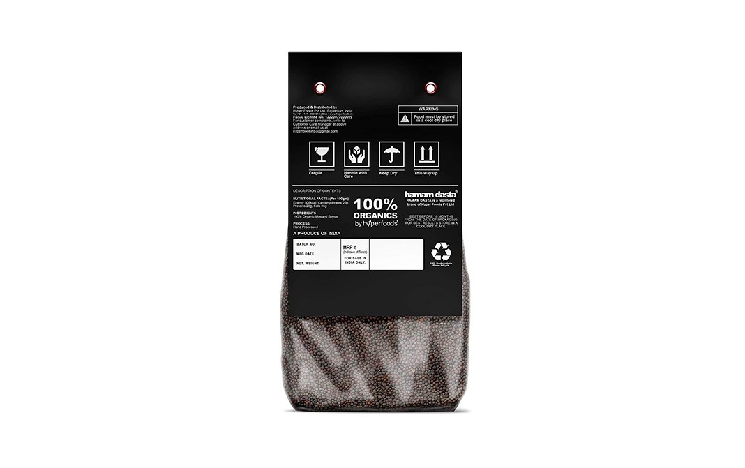 Hamam Dasta Organic Black Mustard Seeds    Pack  800 grams